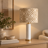 Candeeiro Cilindro Branco com Abat-Jour Evoline