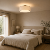 Abat-jour/Plafon Ø45 cm em Tecido Cru – Design Contemporâneo e Luminosidade Suave