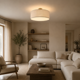 Abat-jour/Plafon Ø45 cm em Tecido Cru – Design Contemporâneo e Luminosidade Suave